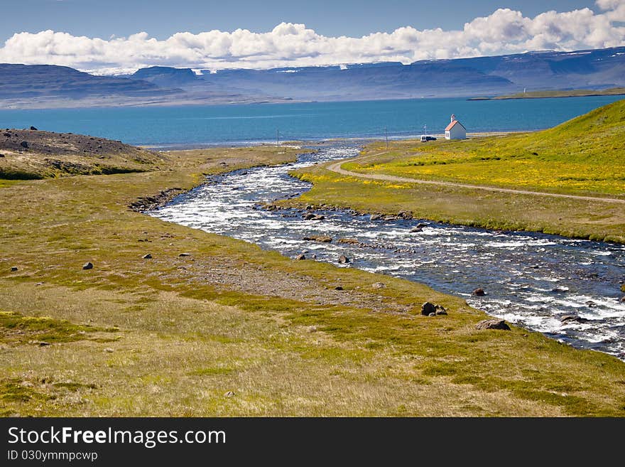 Summer day in Iceland. Beauty view - Unadsdalur. Summer day in Iceland. Beauty view - Unadsdalur