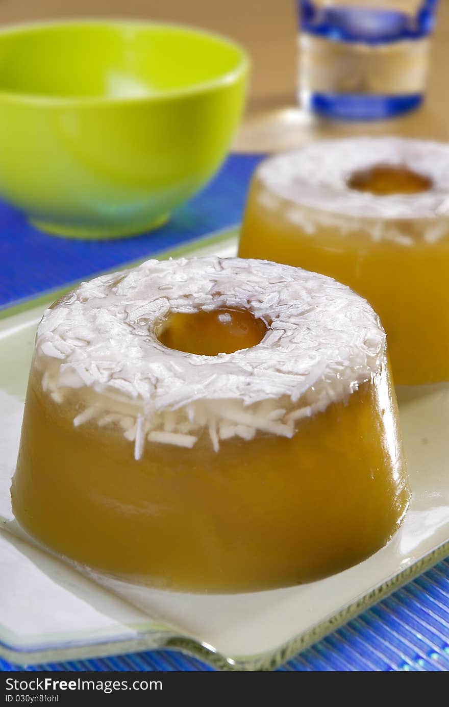 Jelly made with natural coconut juice. Jelly made with natural coconut juice