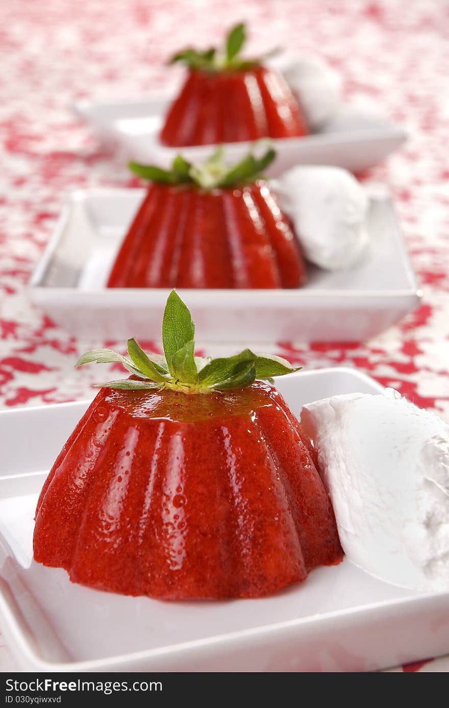 Tasty natural fruit jelly with strawberries. Tasty natural fruit jelly with strawberries