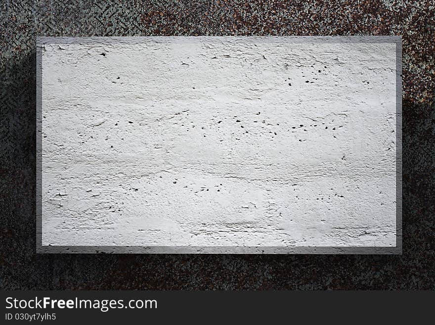 Concrete plate on metallic background texture