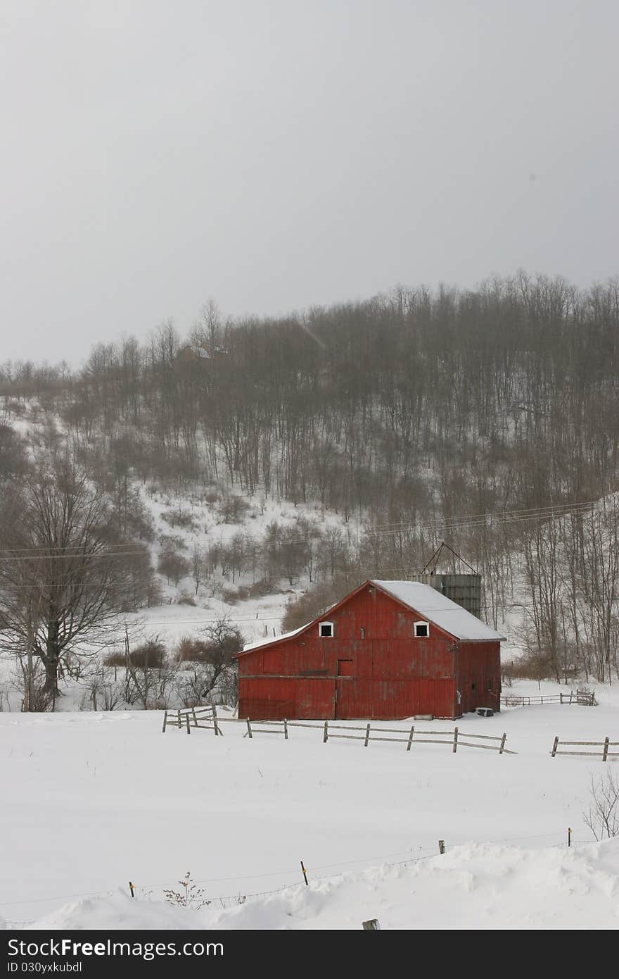 Red Barn in Winter