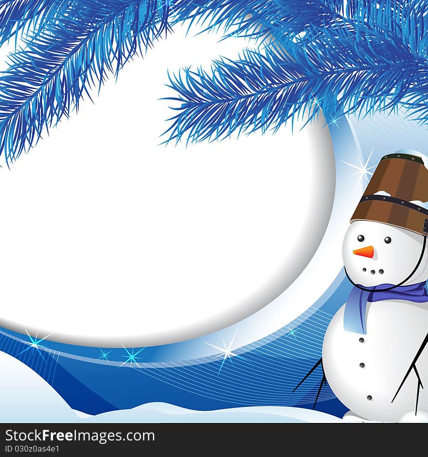 Snowman and spruce twig