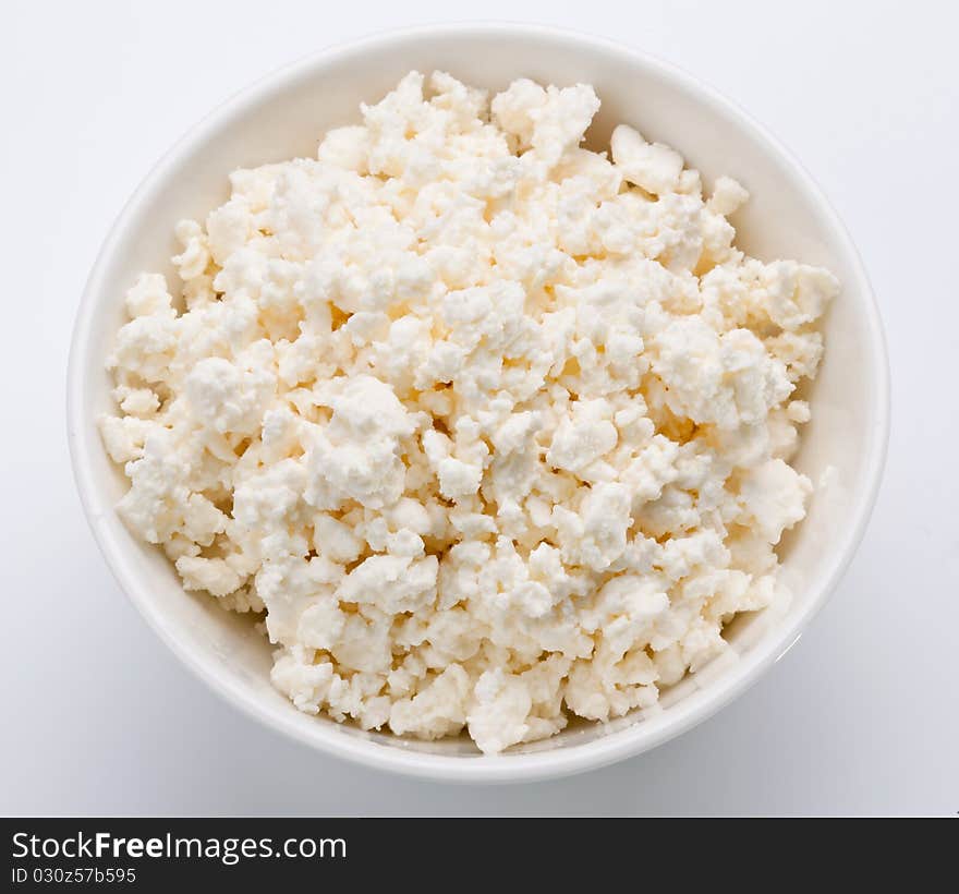 Bowl with fresh cottage cheese.