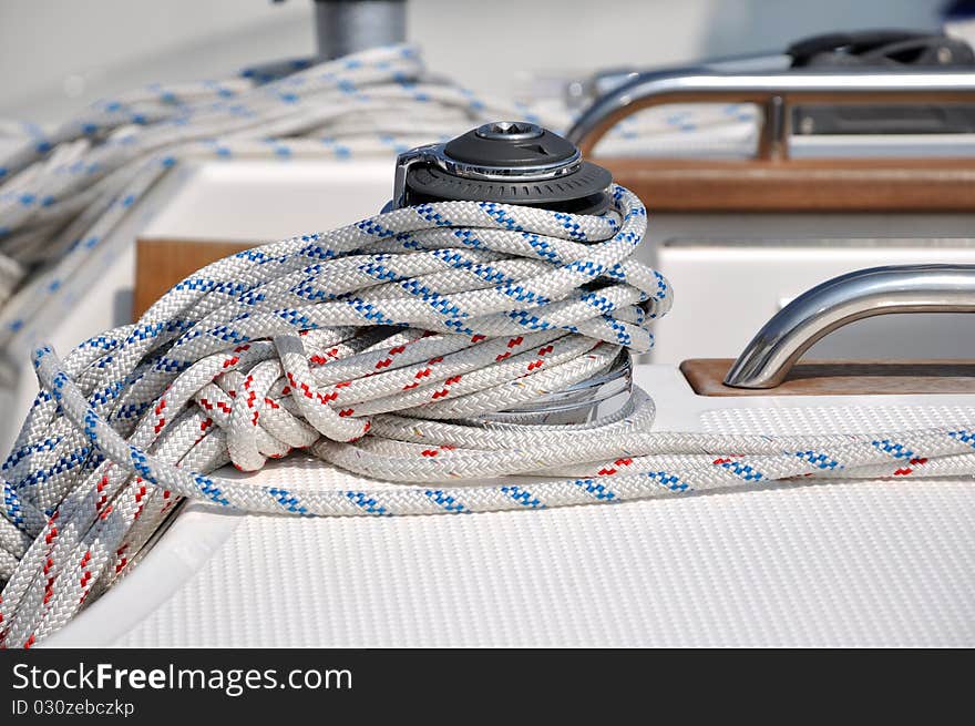 Rope Wrapping On Yacht Bollard