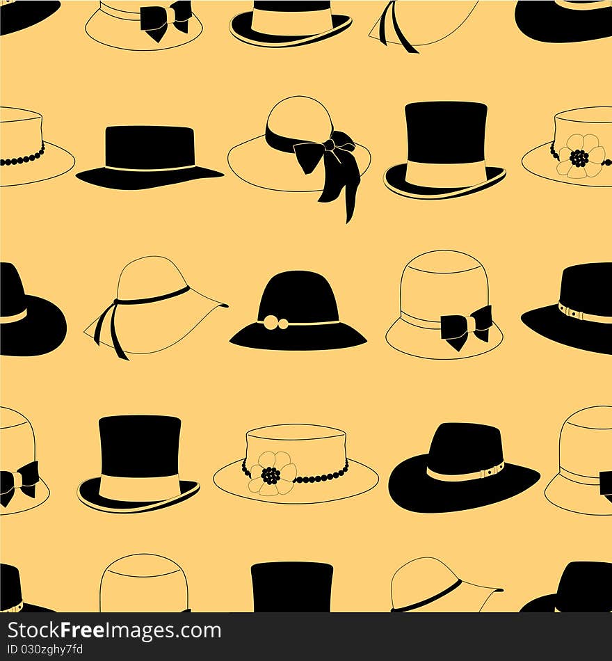 Vector illustration of Seamless pattern with hats