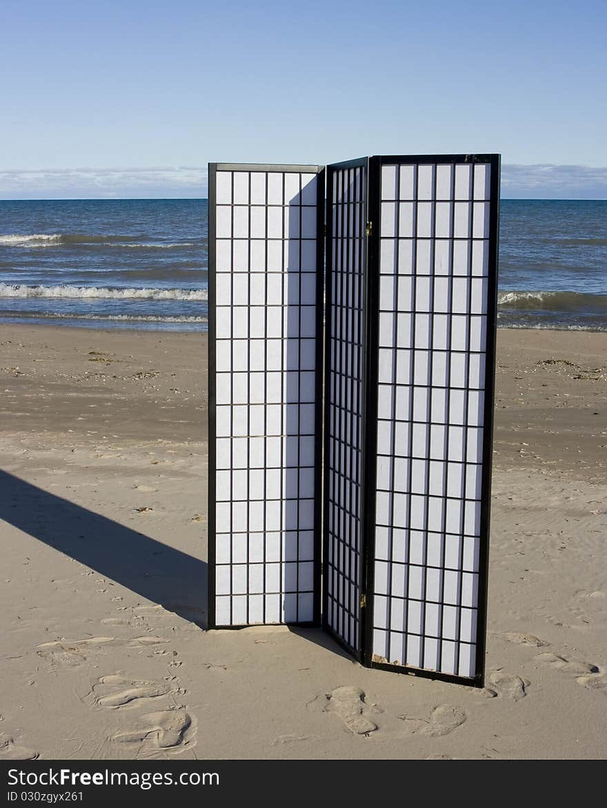 Three-Fold Screen on Beach