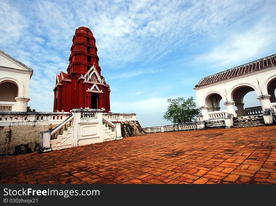 Red thai temle in phechaburi