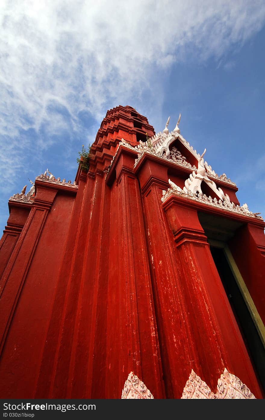 Red thai temle in phechaburi