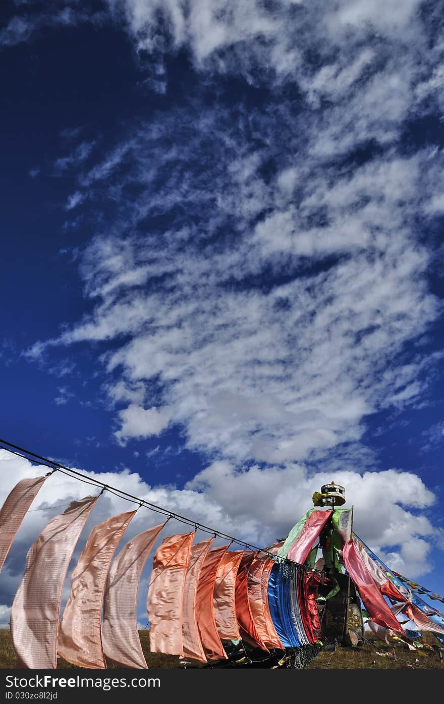 The blue sky above the clouds of plateau