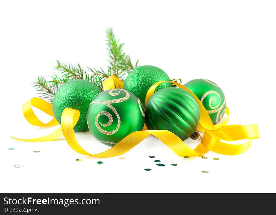 Christmas Balls With Yellow Tape