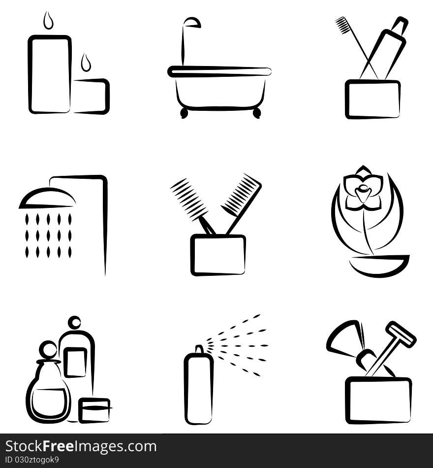 vector set of bathroom icons vector