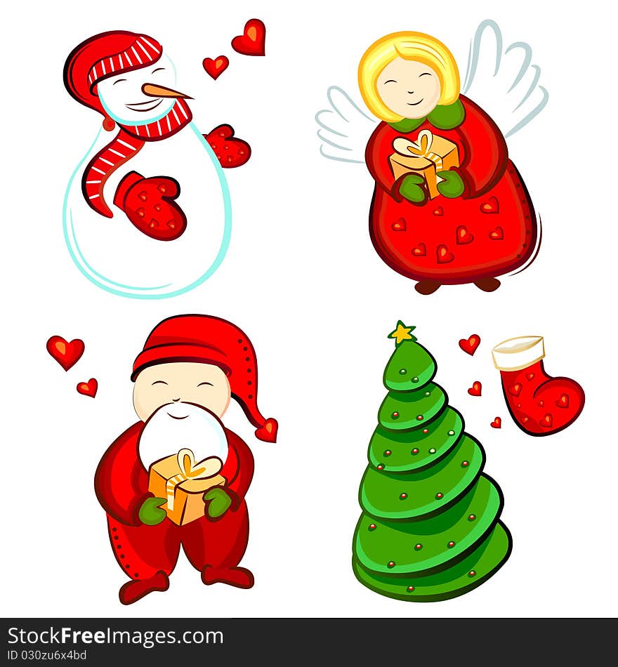 Cute christmas design elements vector