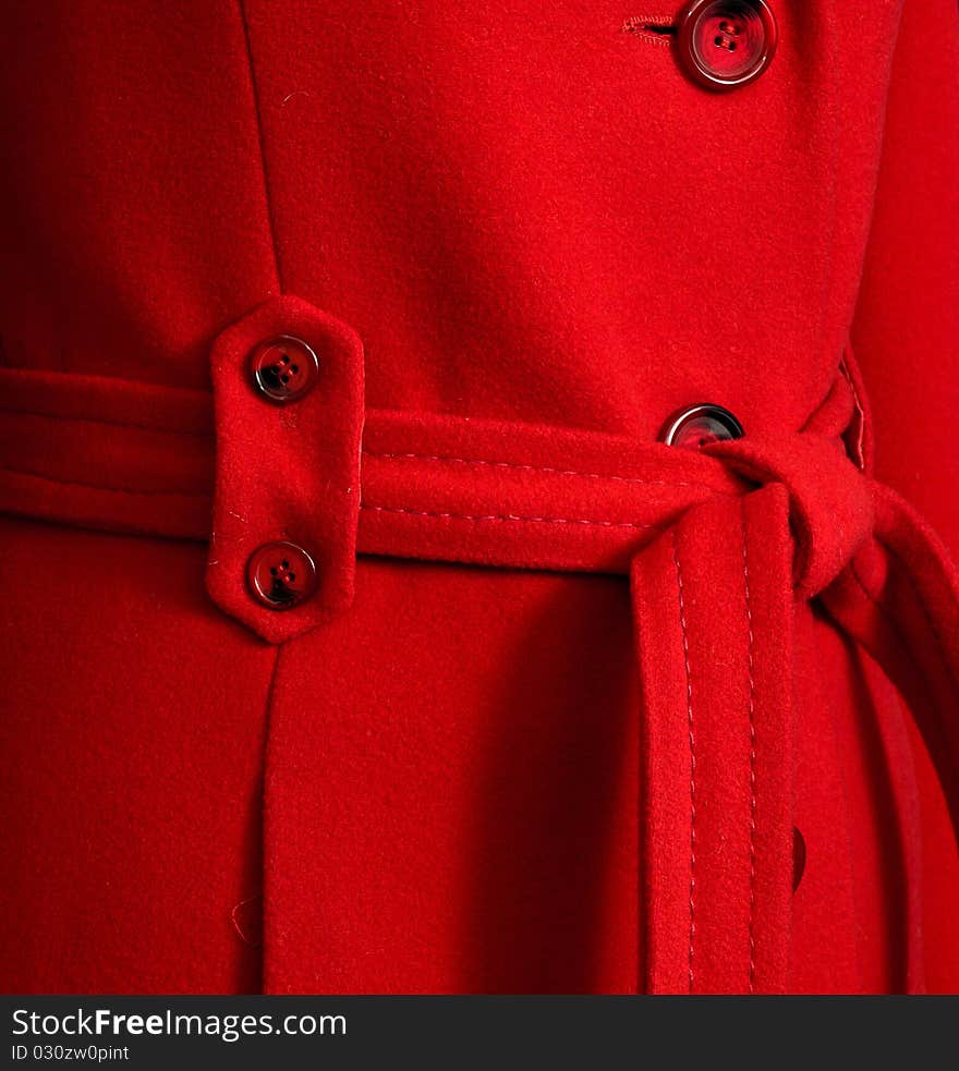 Red autumn female wool coat