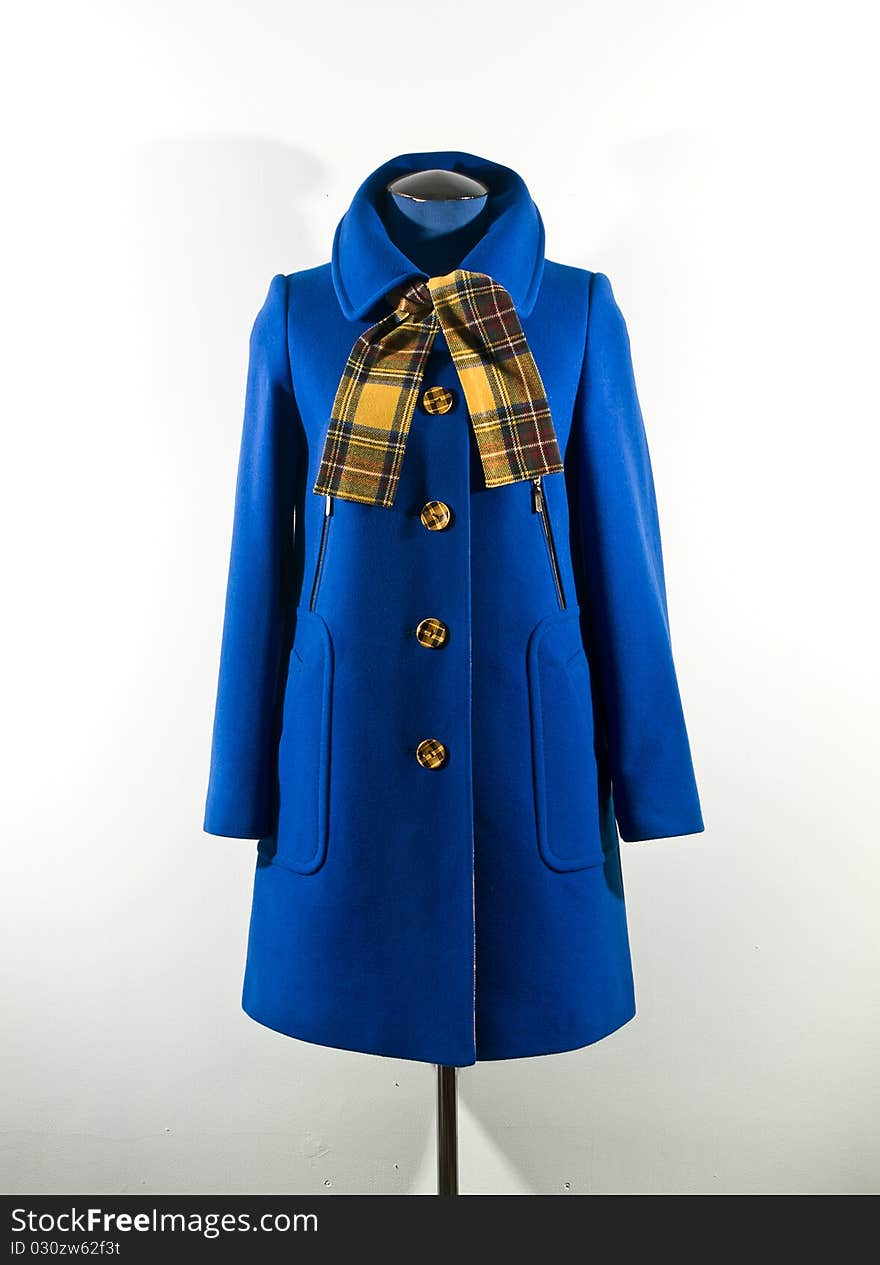 Blue autumn female wool coat