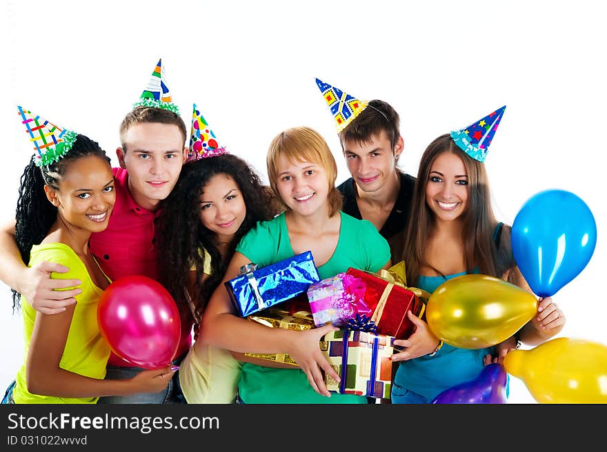 Group of happy teenagers. Isolated. Group of happy teenagers. Isolated