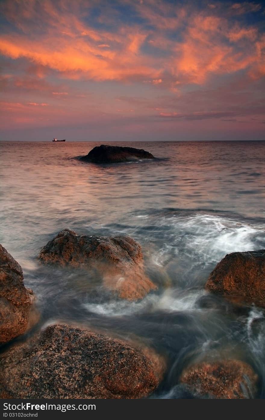 Sunset over the ocean on a tropical island. Sunset over the ocean on a tropical island