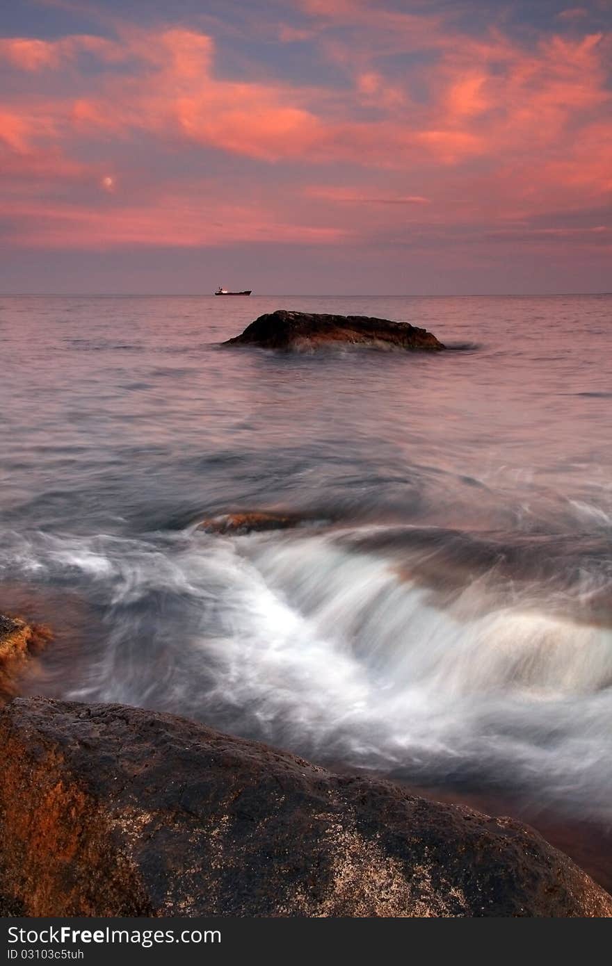 Sunset over the ocean on a tropical island. Sunset over the ocean on a tropical island