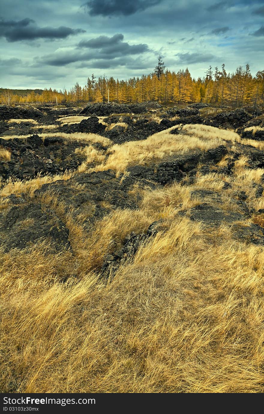 Obsidian boulders from lava flow. Obsidian boulders from lava flow.