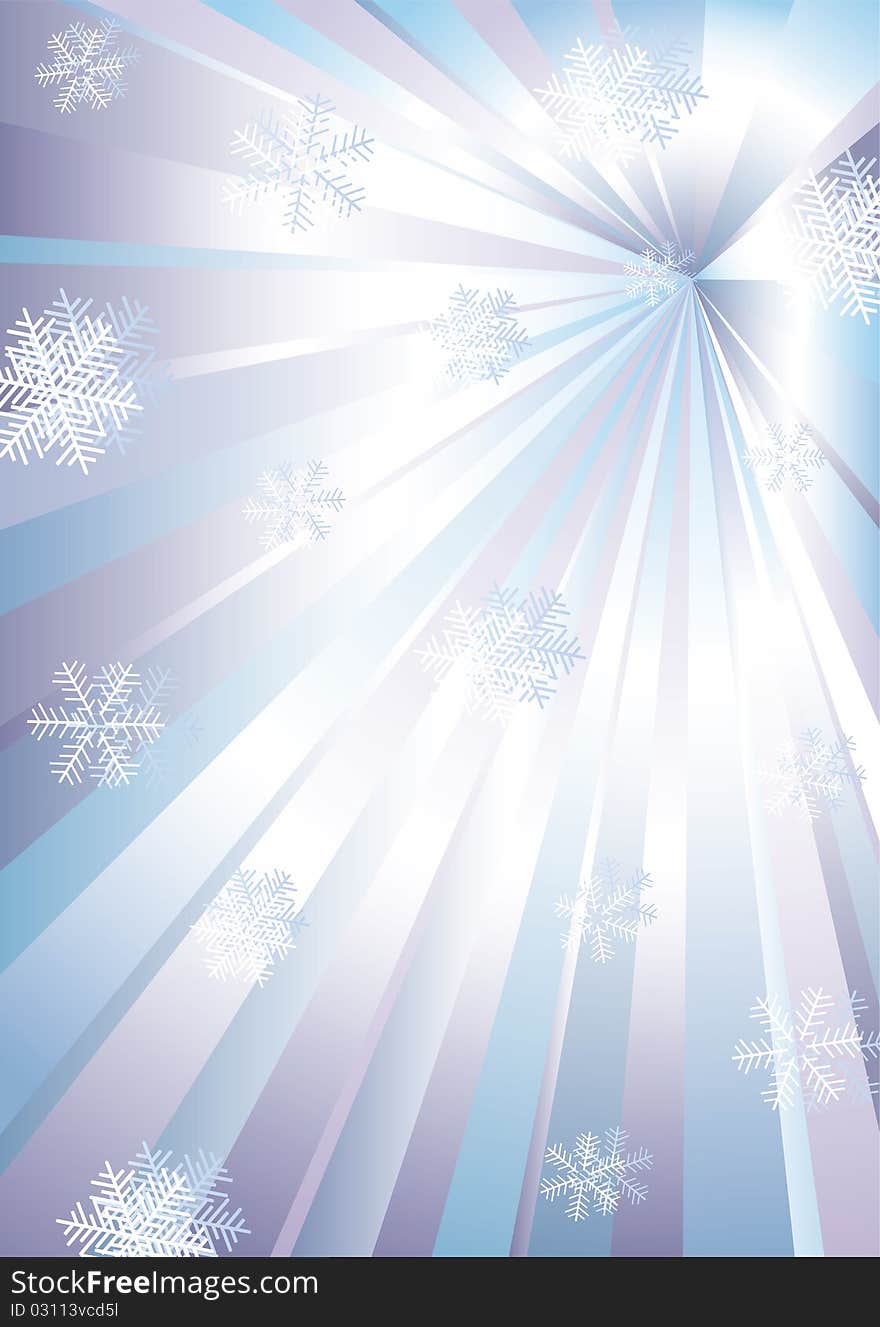 Snowflakes on a background of purple rays. Vector. Snowflakes on a background of purple rays. Vector.