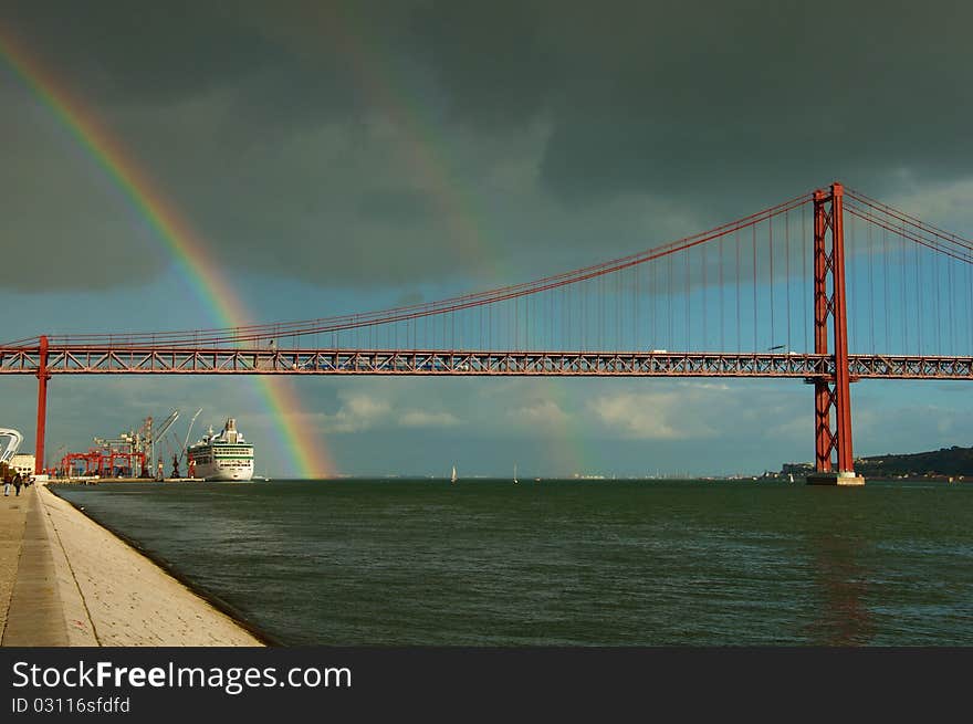 Tagus travel suspension history transportation european urban built dusk place famous rainbow. Tagus travel suspension history transportation european urban built dusk place famous rainbow