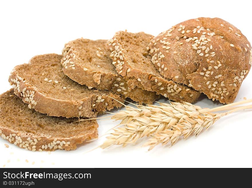 Bread and ears isolated on white background