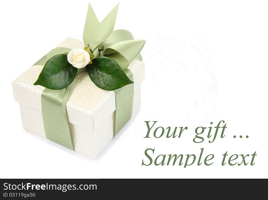 Gift box with green ribbon