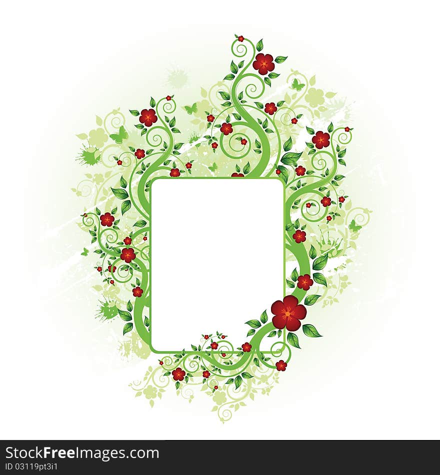 Summer floral frame with flowers