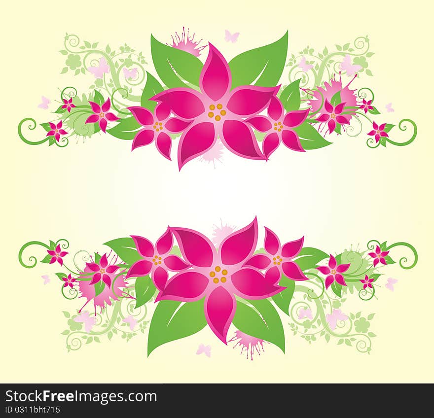 Summer floral frame with flowers