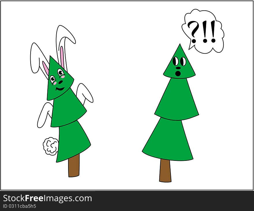 Tree in a mask of a rabbit