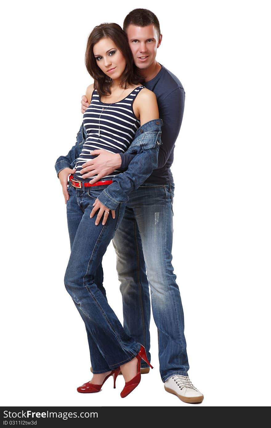 Picture of a nice young couple in studio