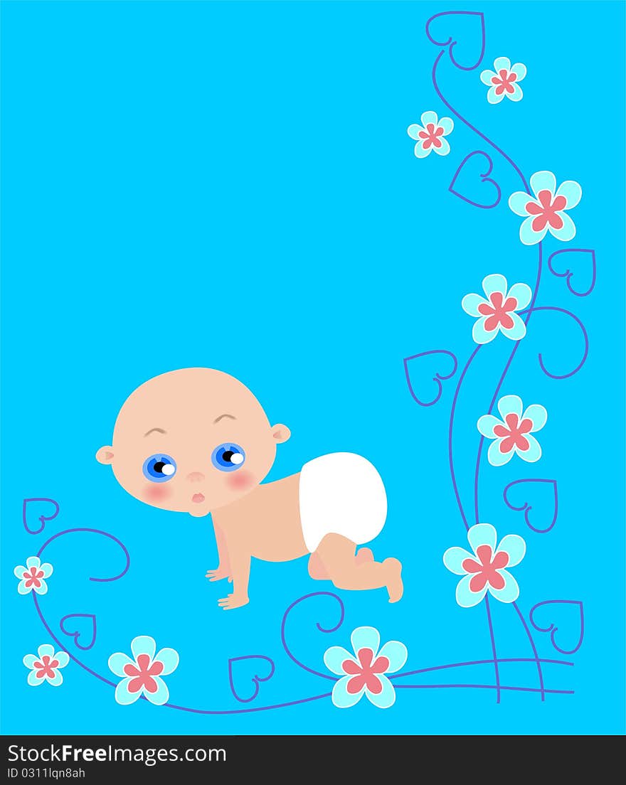 The newborn boy on a blue background.Illustration. The newborn boy on a blue background.Illustration