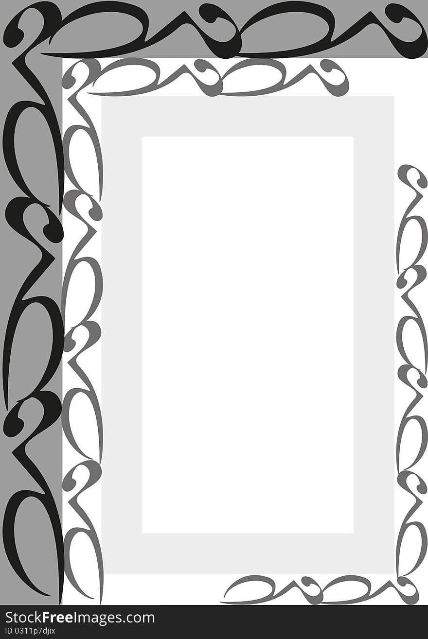 Ornament frame illustration, frame in black and grey colors