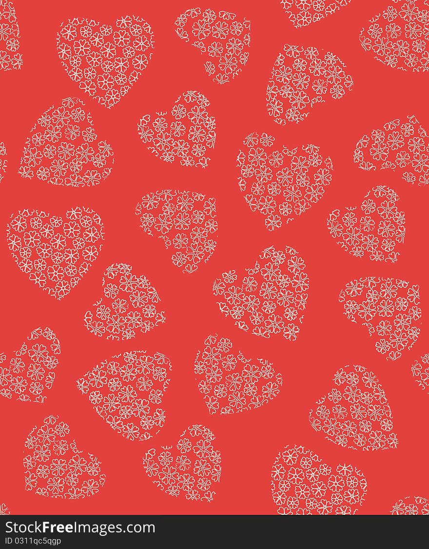 Red background with hearts