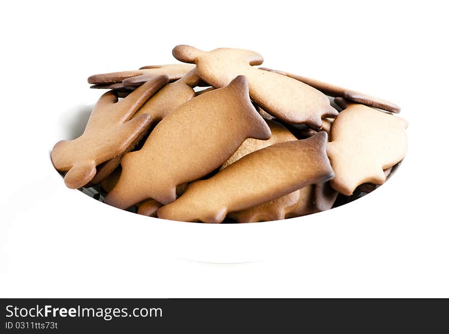 Well baked ginger bread in a bowl.