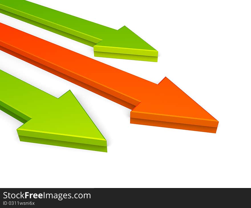 Green and red arrows, financial growth concept. Green and red arrows, financial growth concept