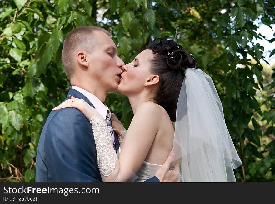 Kiss of the newlyweds