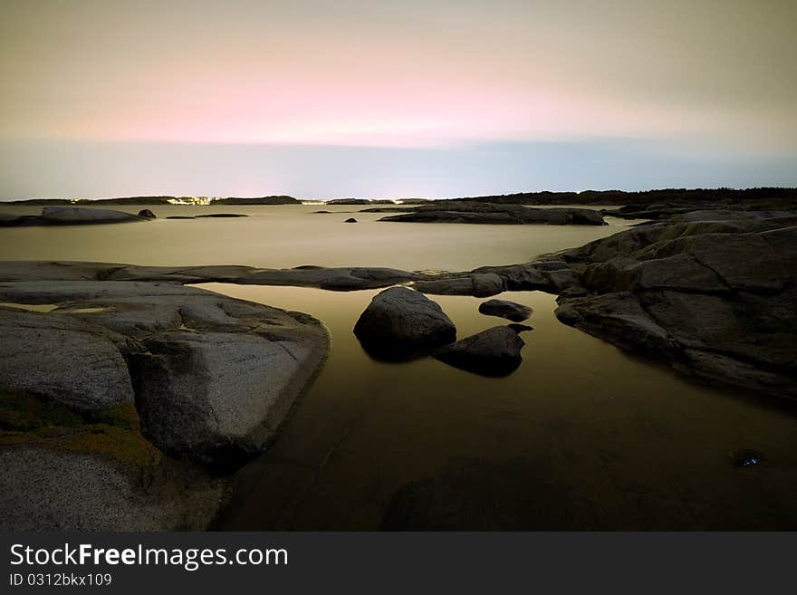 Coast at night