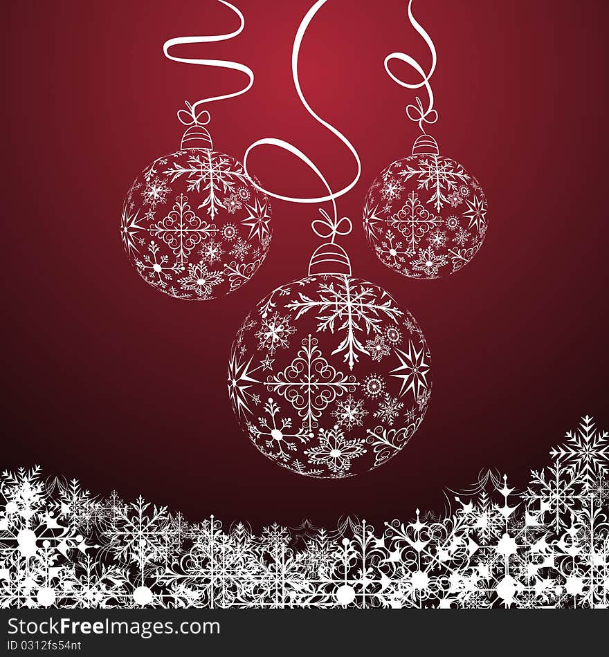 Illustration cute christmas composition with balls - vector