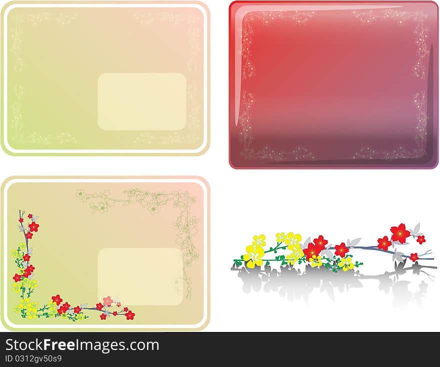 Colour background for postcard with contour, floral ornament. Colour background for postcard with contour, floral ornament