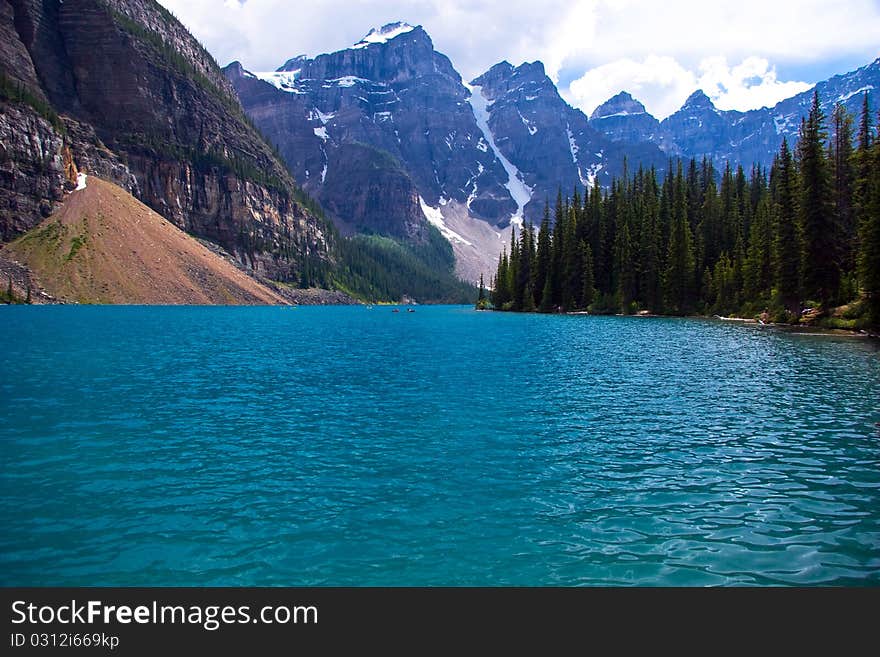 Beautifull lake Moraine in Canadian Rockies, Alberta. Beautifull lake Moraine in Canadian Rockies, Alberta