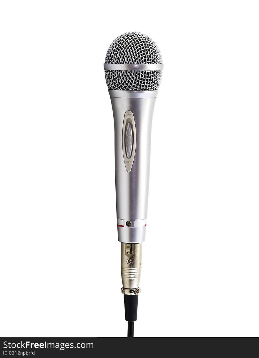 Silver microphone in white