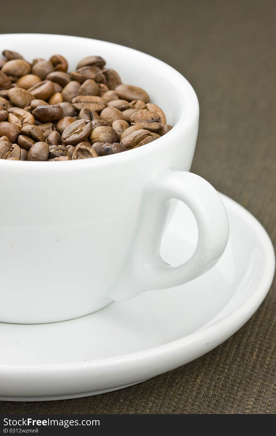 Luxury coffee beans in a cup