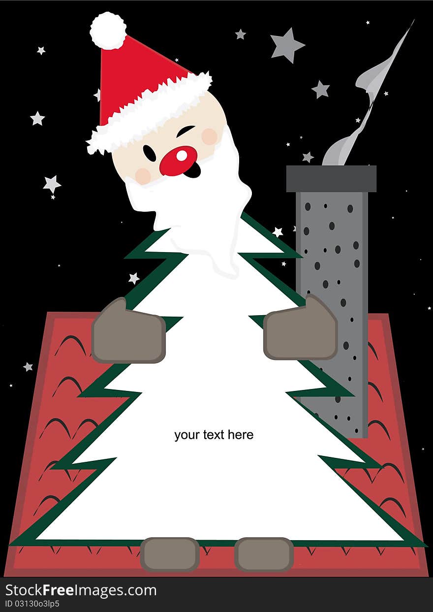 Santa Claus with christmas tree greeting