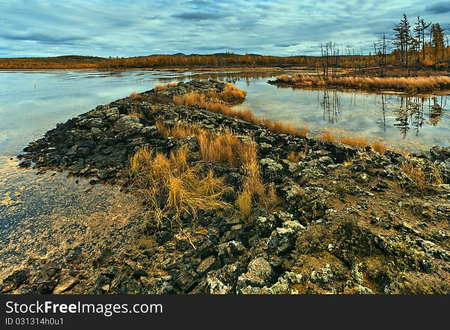 Lake and forest in autumn