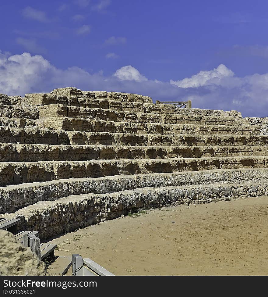 Remains of the Caesaria Amphitheater. Remains of the Caesaria Amphitheater