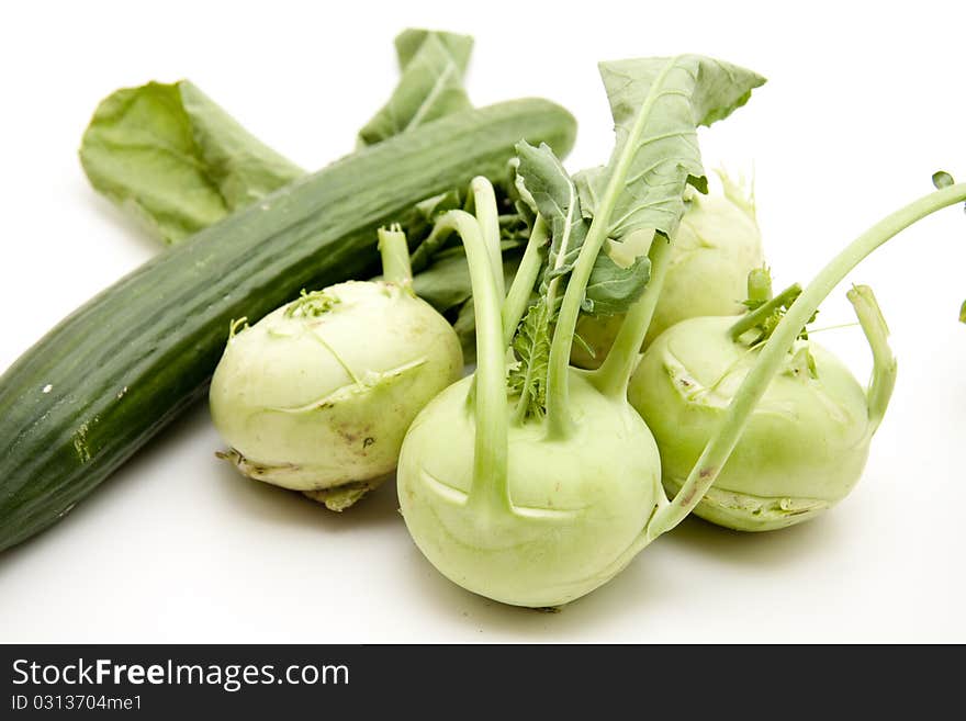 Cucumber and kohlrabi from the garden