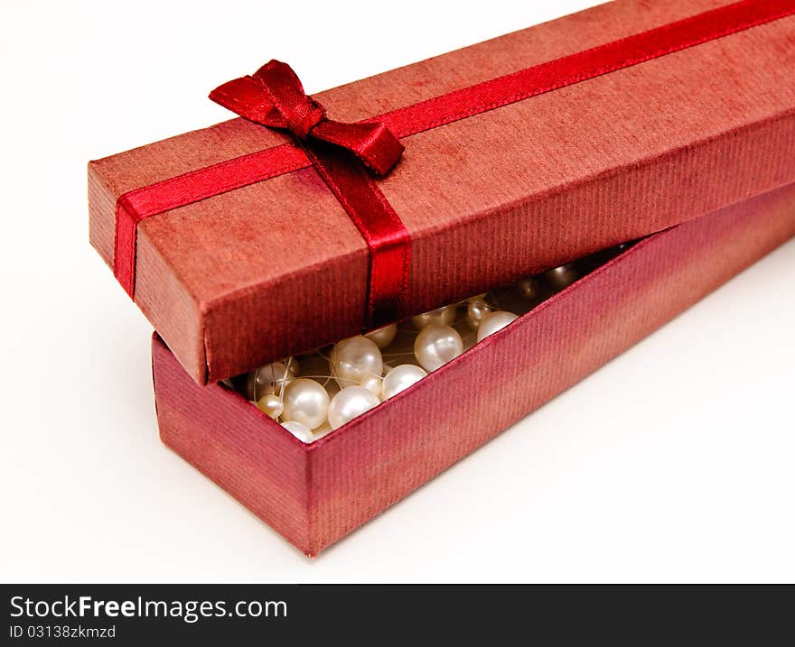 Gift box with pearls inside