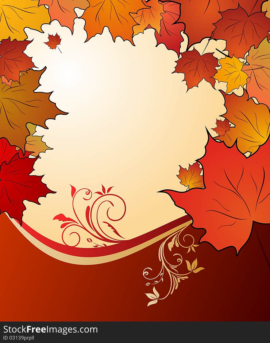 Illustration of autumn floral background - vector