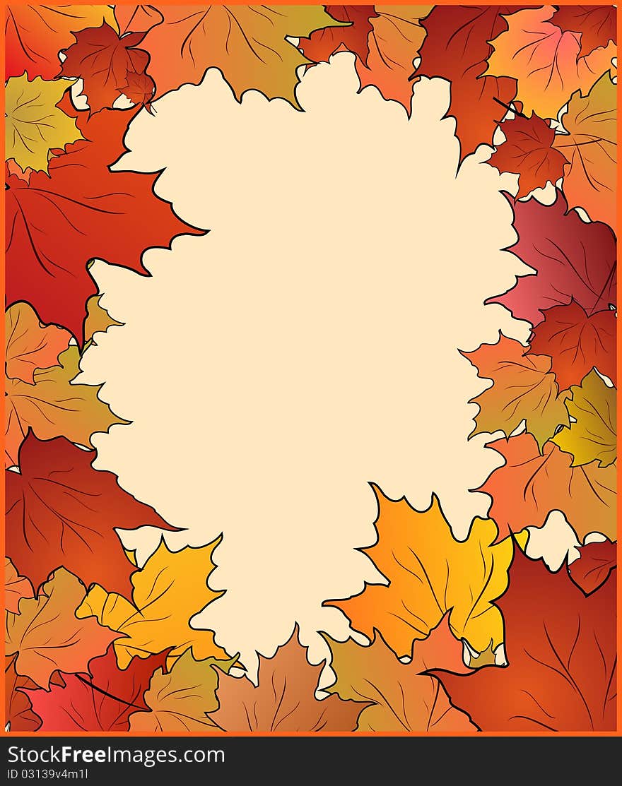 Autumn cute card with maple - vector. Autumn cute card with maple - vector