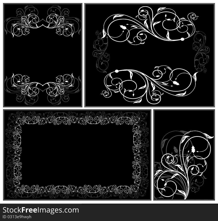 Set of floral elegance cards - vector. Set of floral elegance cards - vector